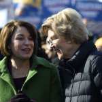 Sens. Amy Klobuchar and Elizabeth Warren at the Martin Luther King Jr. Day march in Columbia, S.C, in January 2020.