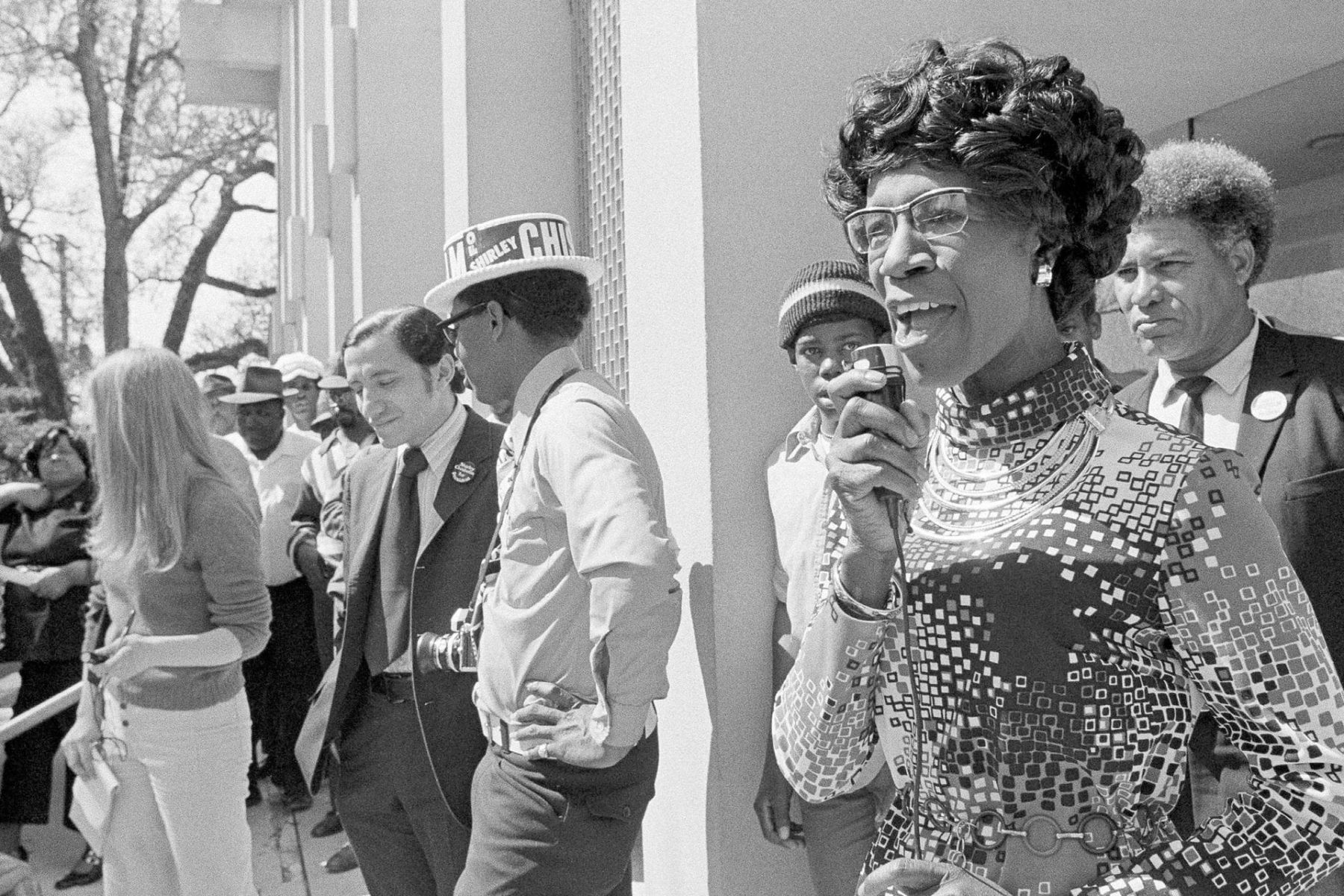 Shirley Chisholm speaks at a campaign rally.