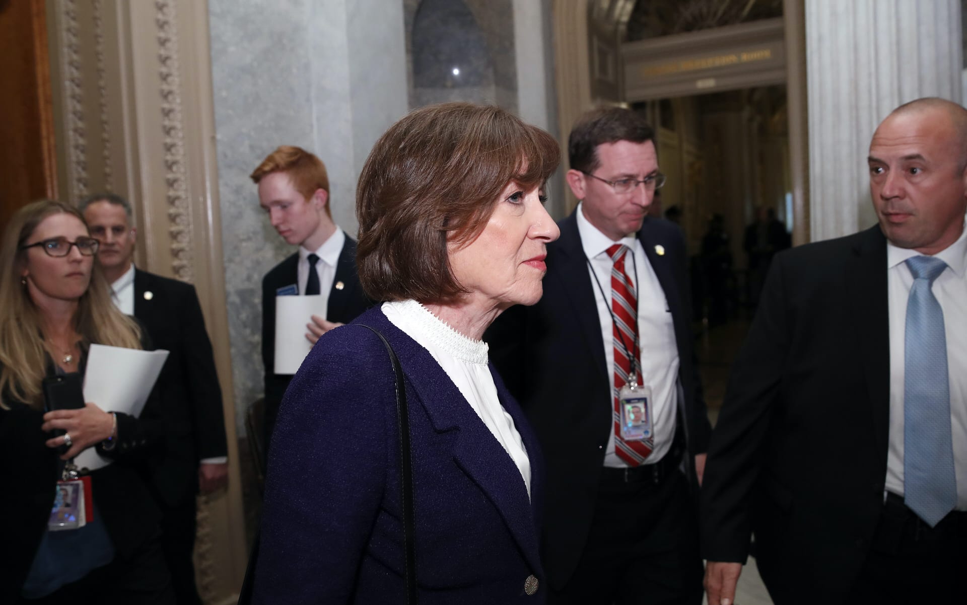 Sen. Susan Collins, R-Maine, departs after the confirmation vote of Supreme Court nominee Brett Kavanaugh, on Capitol Hill, Saturday, Oct. 6, 2018 in Washington. Kavanaugh was confirmed 50-48.