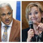 A photo composite of Mississippi U.S. candidates Mike Espy and Cindy Hyde-Smith.