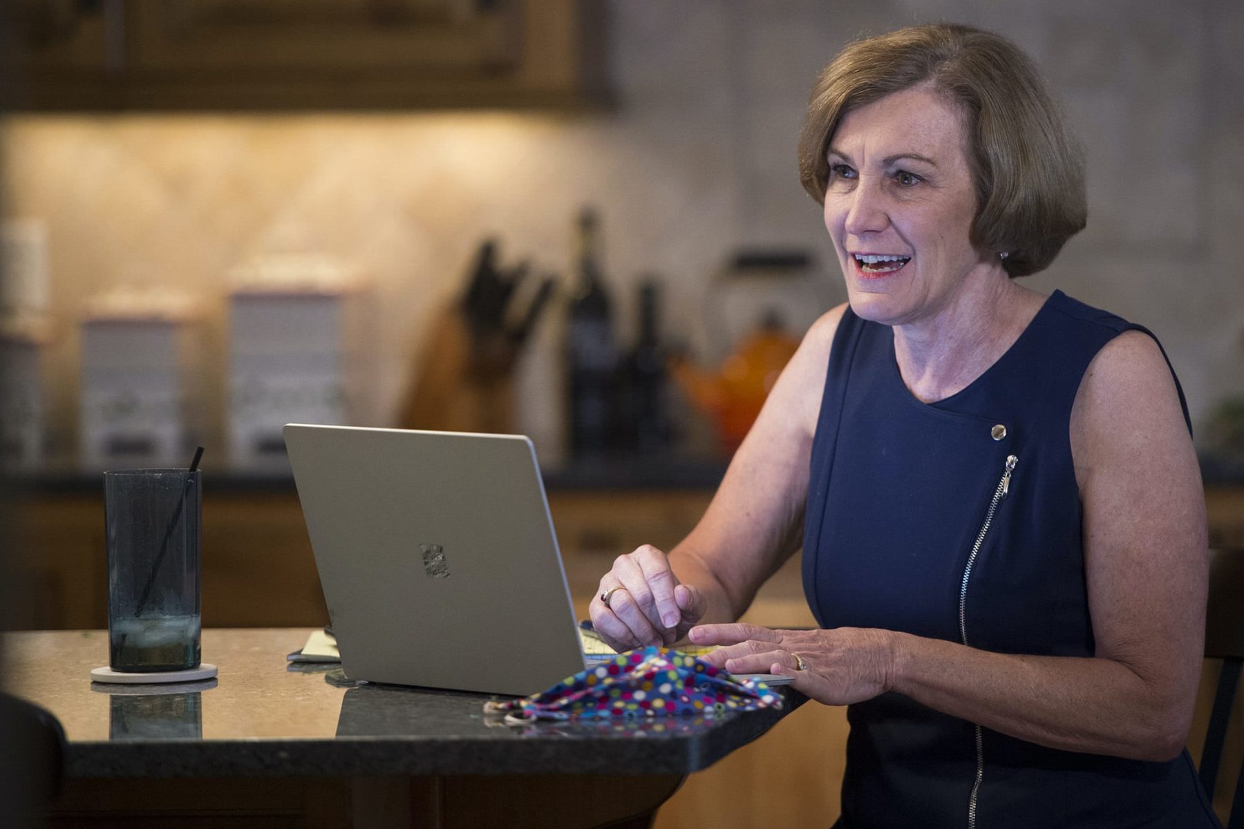 Senator Barbara Bollier, a Democrat representing Kansas District 7, works on her re-election campaign from her home in Mission Hills, Kansas. The likely Democratic nominee for U.S. Senate, Bollier, 62, a retired anesthesiologist, promises to be a “voice of reason” in Washington.