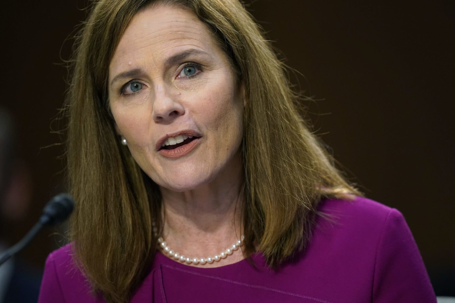 Amy Coney Barrett speaks at the first day of her confirmation hearing.