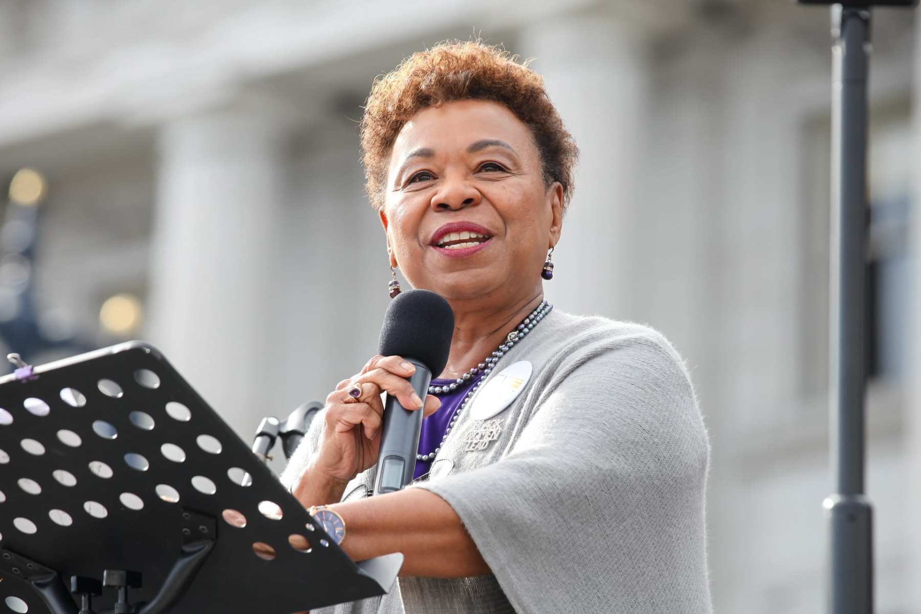 U.S. Rep Barbara Lee speaks onstage at Civic Center Plaza during the Women's March San Francisco on January 19, 2019 in San Francisco, California.