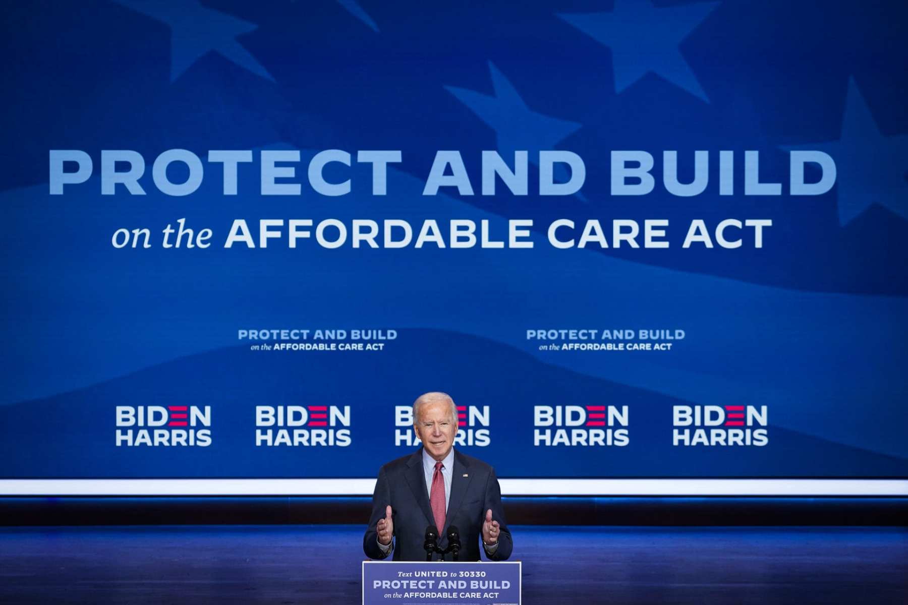 Joe Biden delivers remarks about the Affordable Care Act.