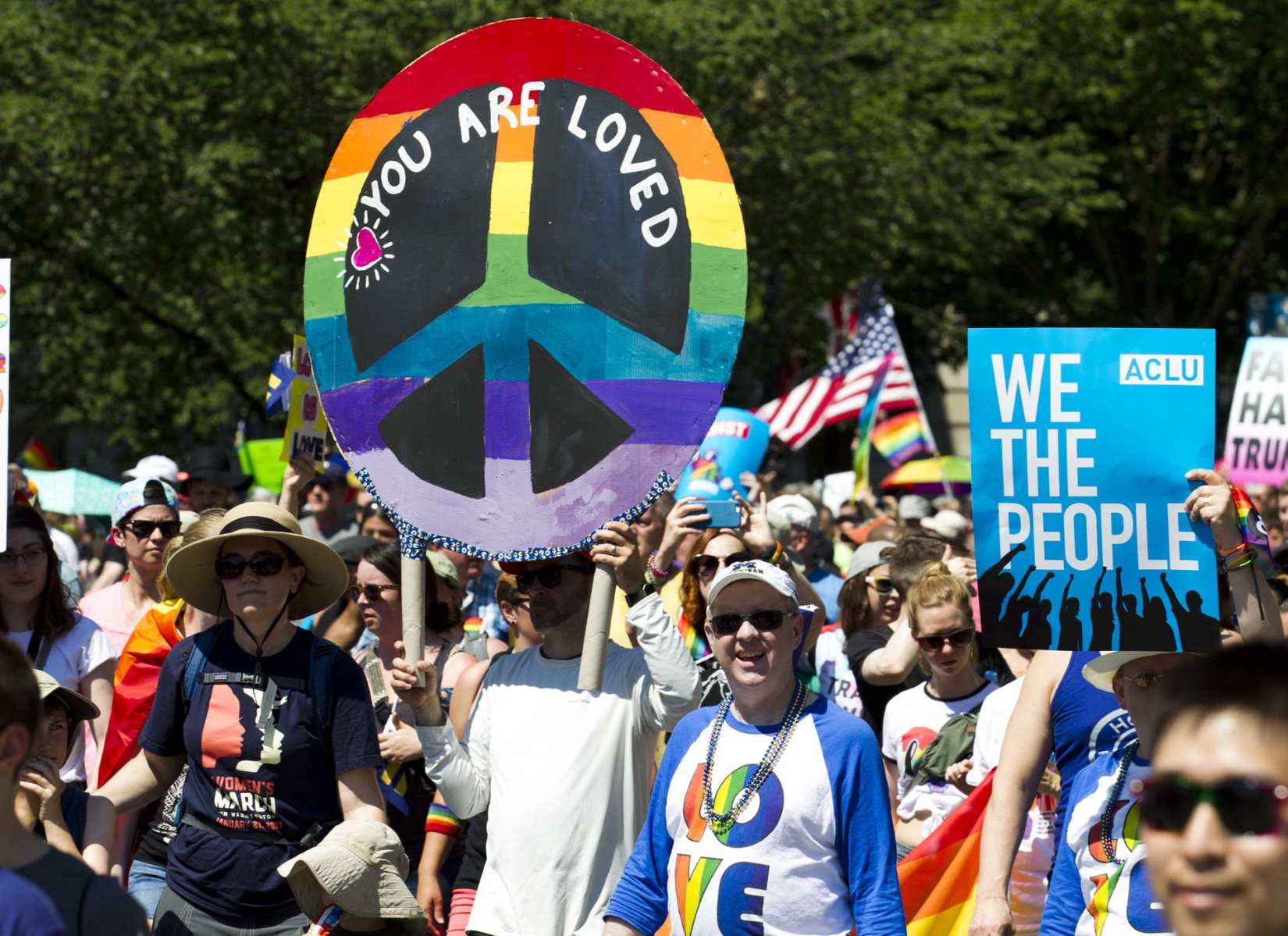 LGBT members and their supporters take part in an Equality March for Unity.