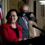 U.S. Sen. Mazie Hirono (D-HI) speaks during a press conference on the COVID-19 Hate Crimes Act at the U.S. Capitol on April 13, 2021 in Washington, DC. The legislation aims to address the rise of hate crimes and violence targeted at the Asian American and Pacific Islander community related to the COVID-19 pandemic.