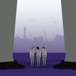 Illustration of women in the shadow of gender discrimination and harassment.