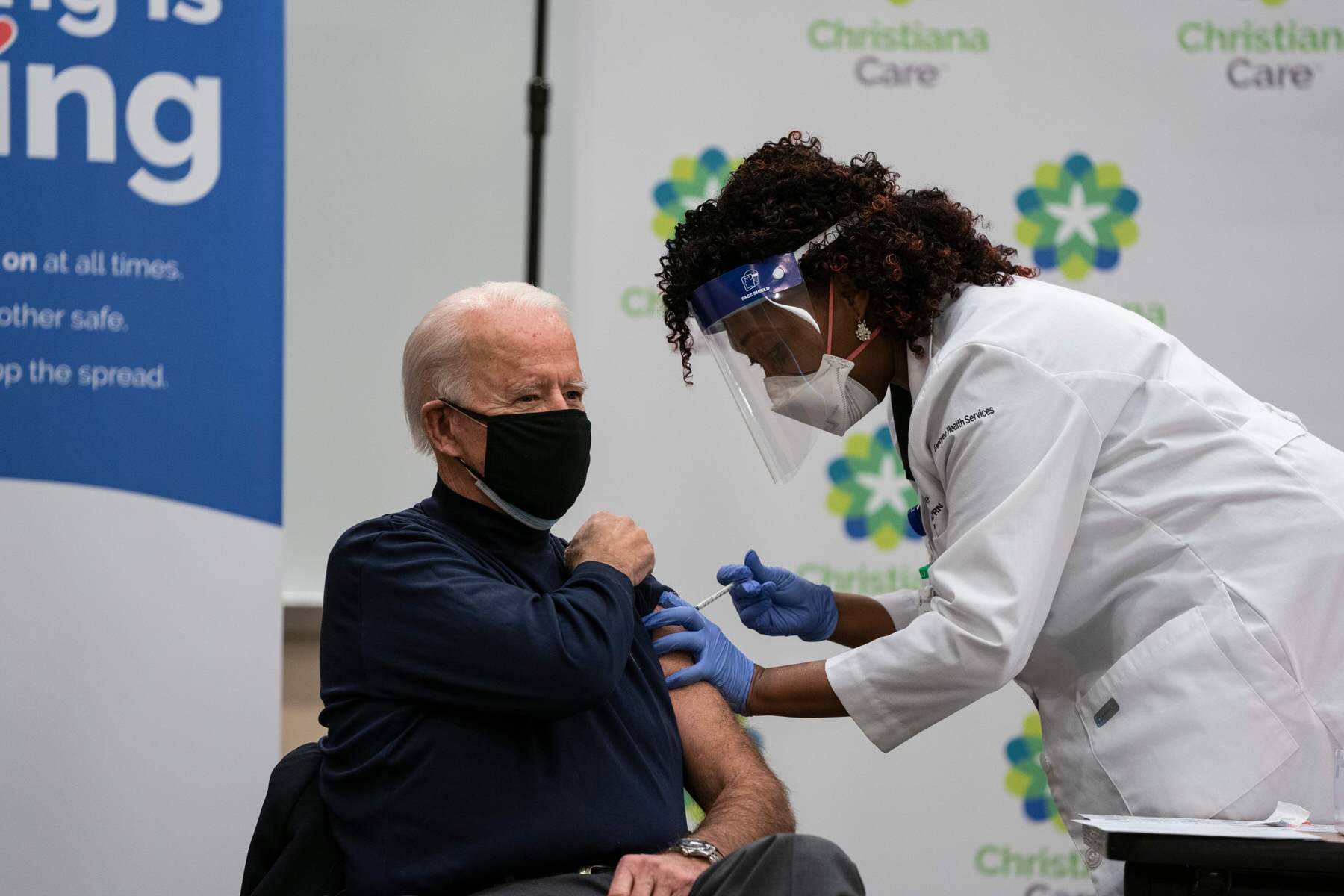US President Joe Biden receives a Covid-19 vaccination.