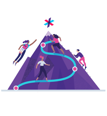 Illustration of people climbing a mountain