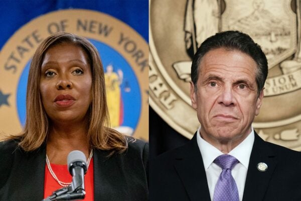 Diptych of New York Attorney General Letitia James and Ne York Governor Andrew Cuomo