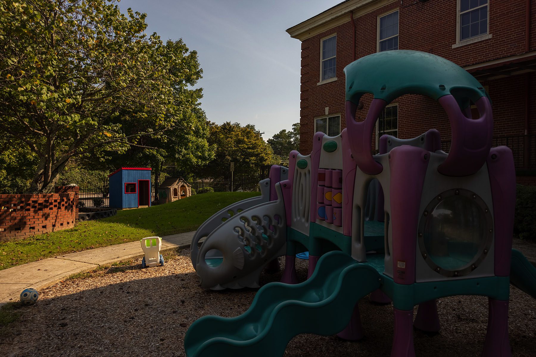 A playground jungle gym at the Chambliss Center for Children.