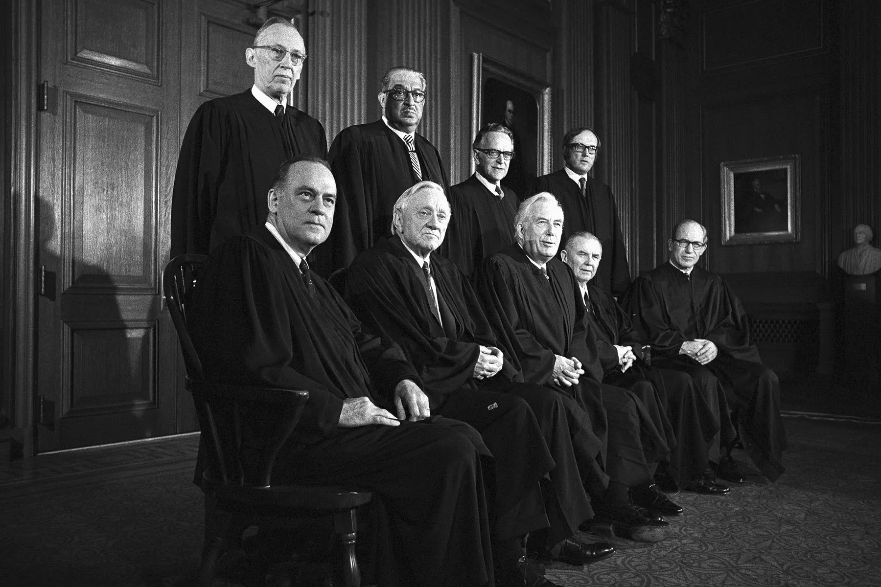 Justices of the Supreme Court of the United States pose for an official portrait.