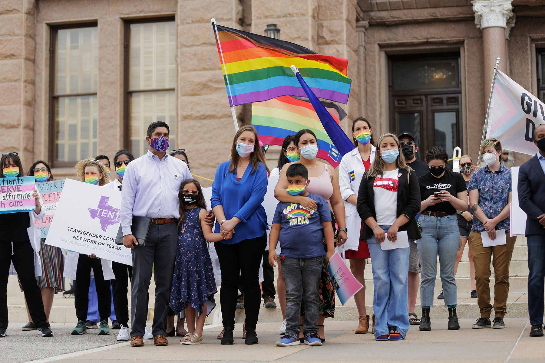 LGBTQ+ activists rally at the Texas State Capitol
