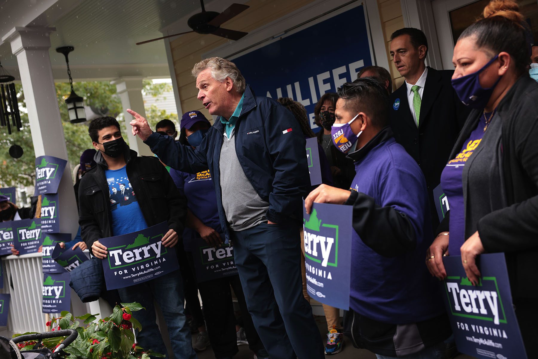 Terry McAuliffe speaks to supporters during a campaign event.