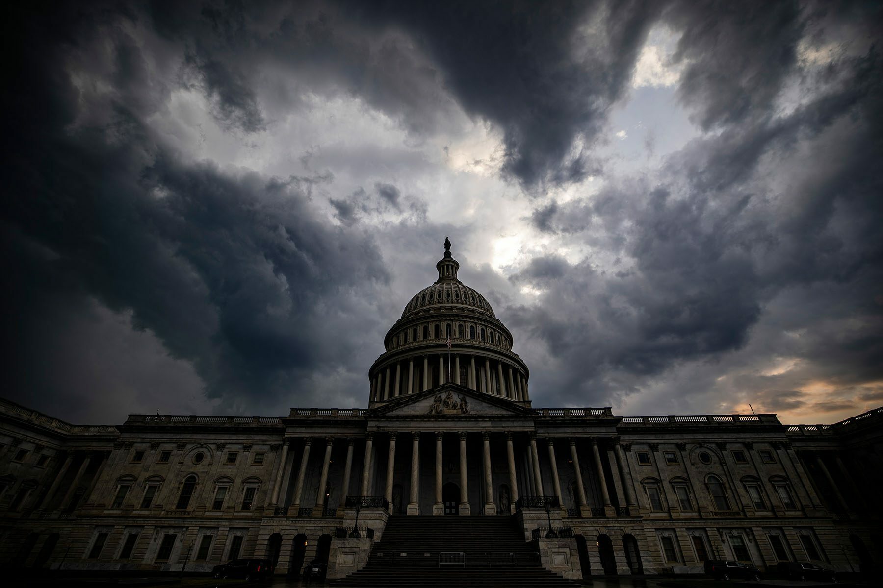 Storm clouds hang above the U.S. Capitol Building.