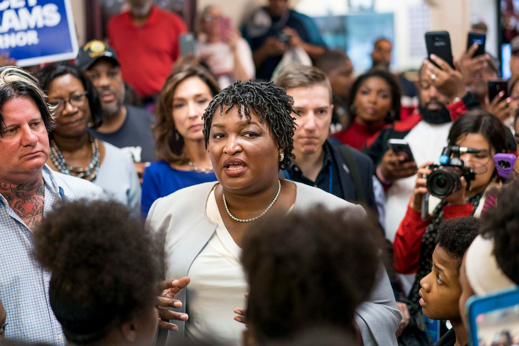 Stacey Abrams speaks to voters.