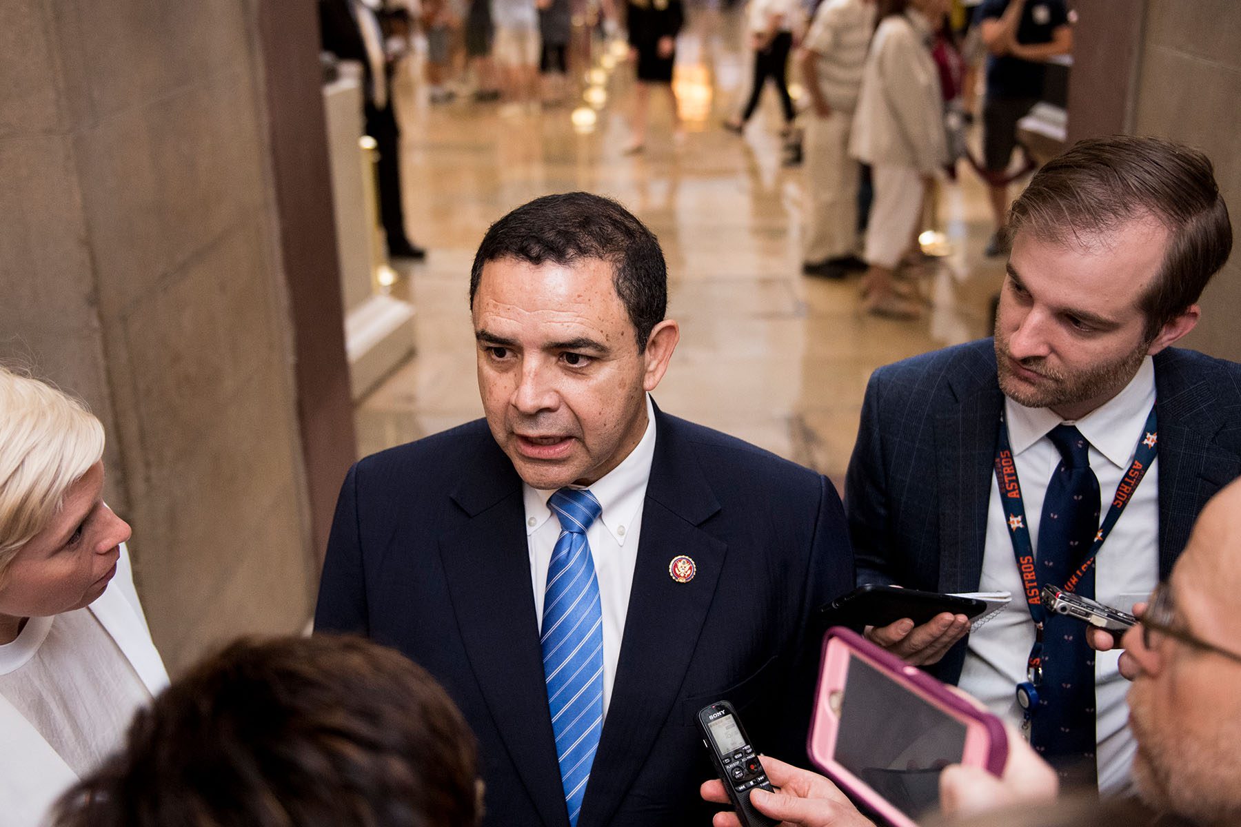 Rep. Henry Cuellar speaks with reporters on Capitol Hill.