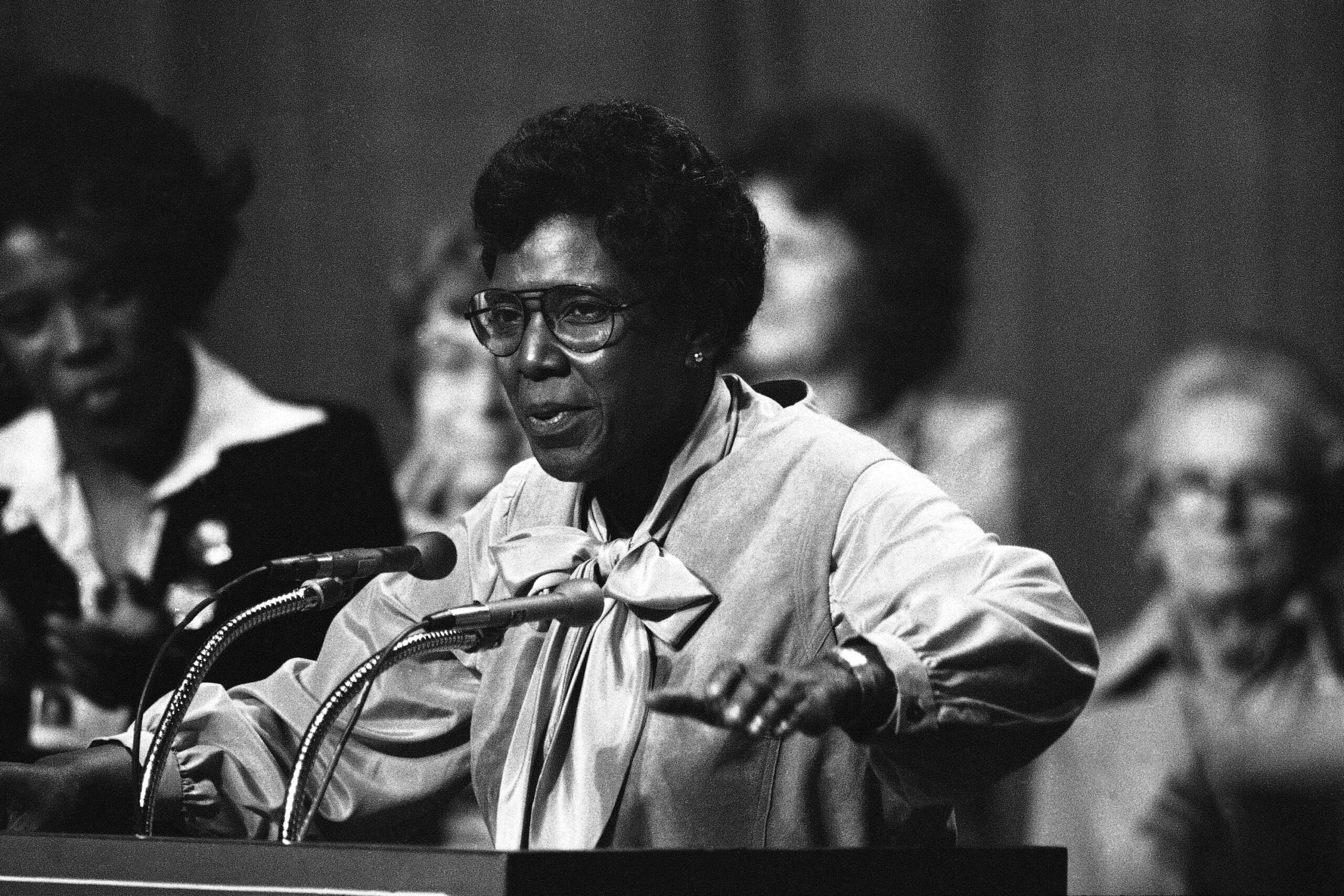 Rep. Barbara Jordan addresses the opening session of the National Women’s Conference.