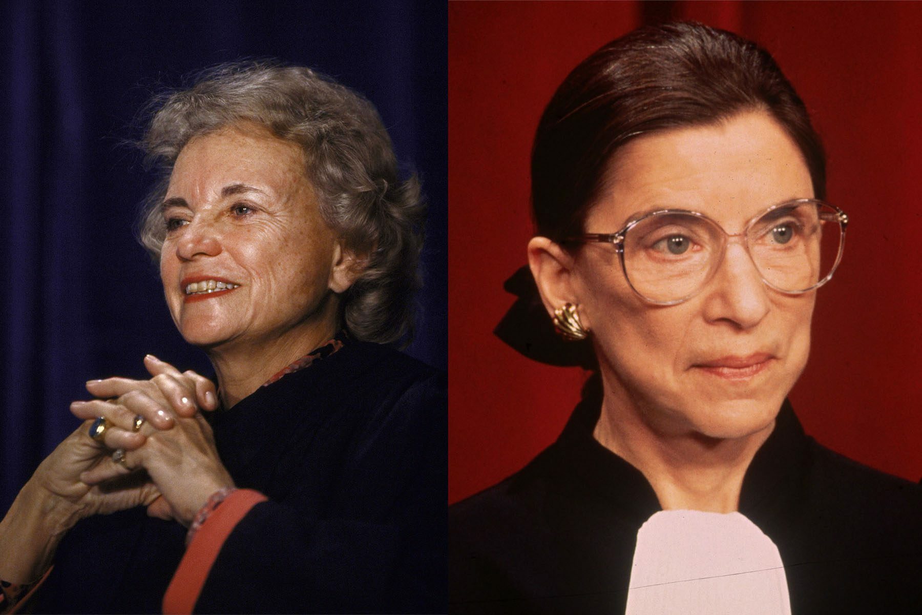 collage of a portrait of Sandra Day O'Connor and Ruth Bader Ginsburg