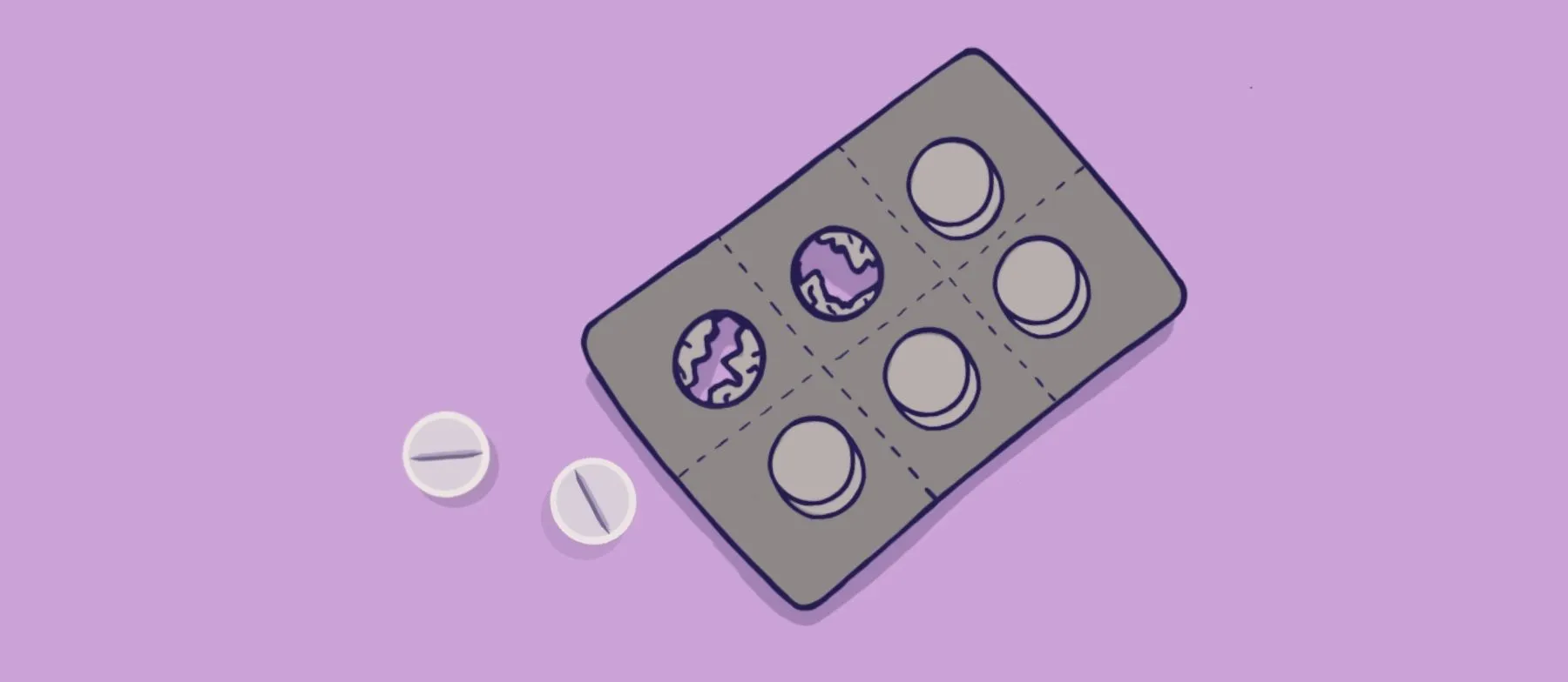 An illustration of a packet of pills with two missing