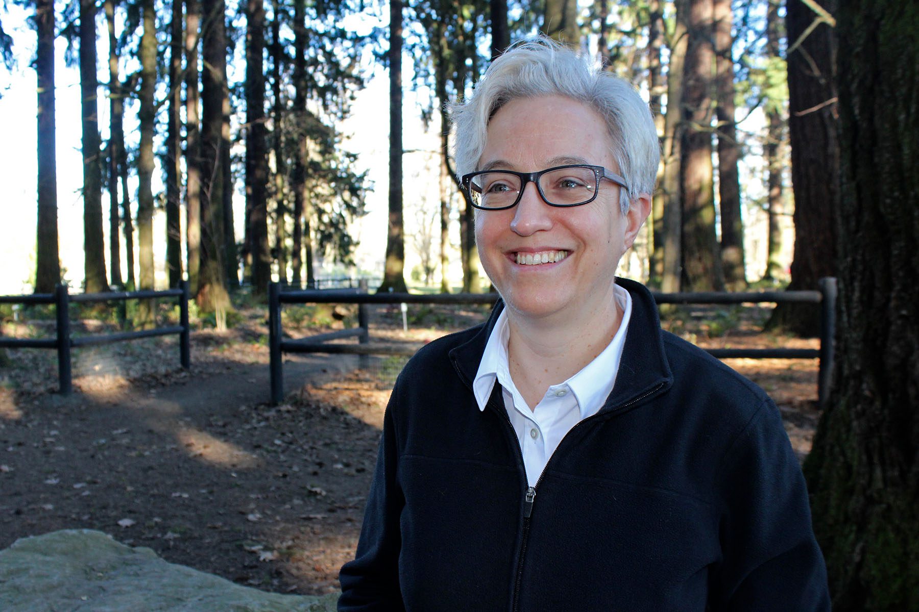 Tina Kotek poses for a picture at a park in Portland, Oregon.