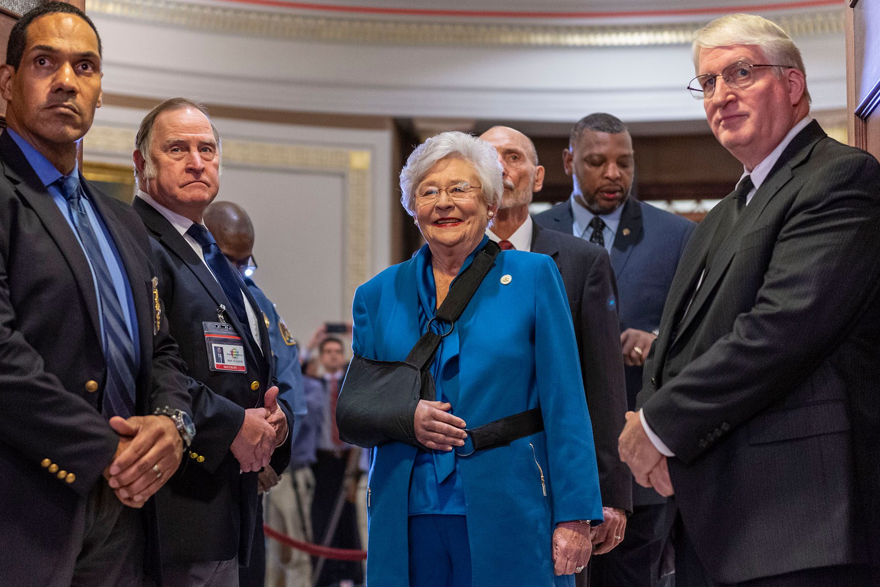 Kay Ivey enters the chamber to give the State of the State address to a joint session of the Alabama Legislature.