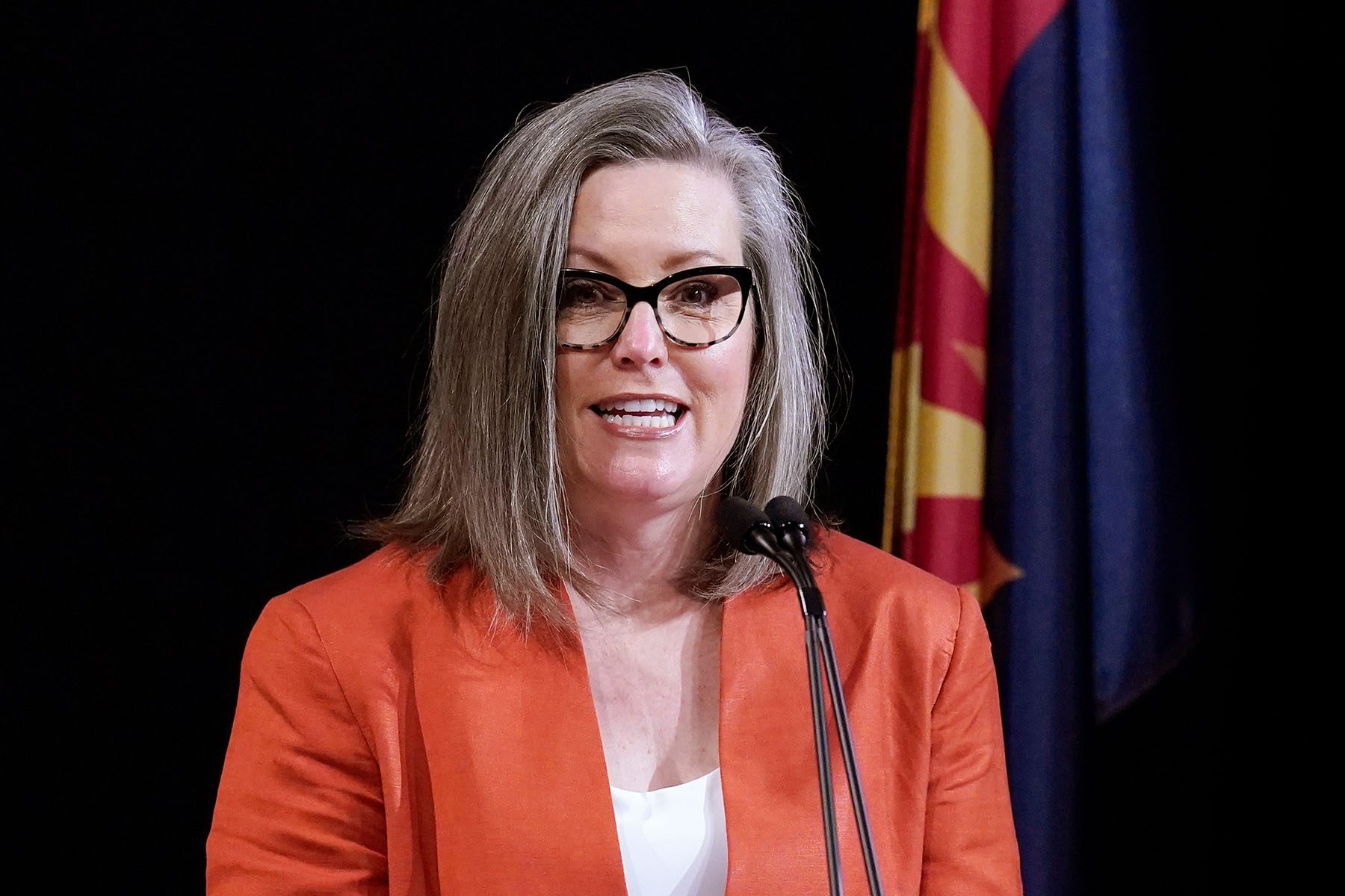 Katie Hobbs addresses the members of Arizona's Electoral College in Phoenix