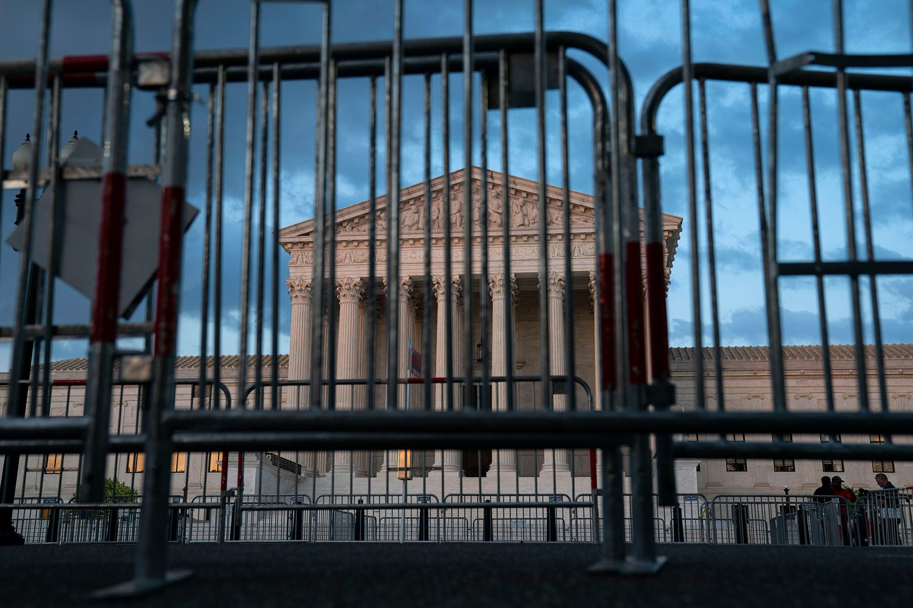 Fences surround the Supreme Court building.