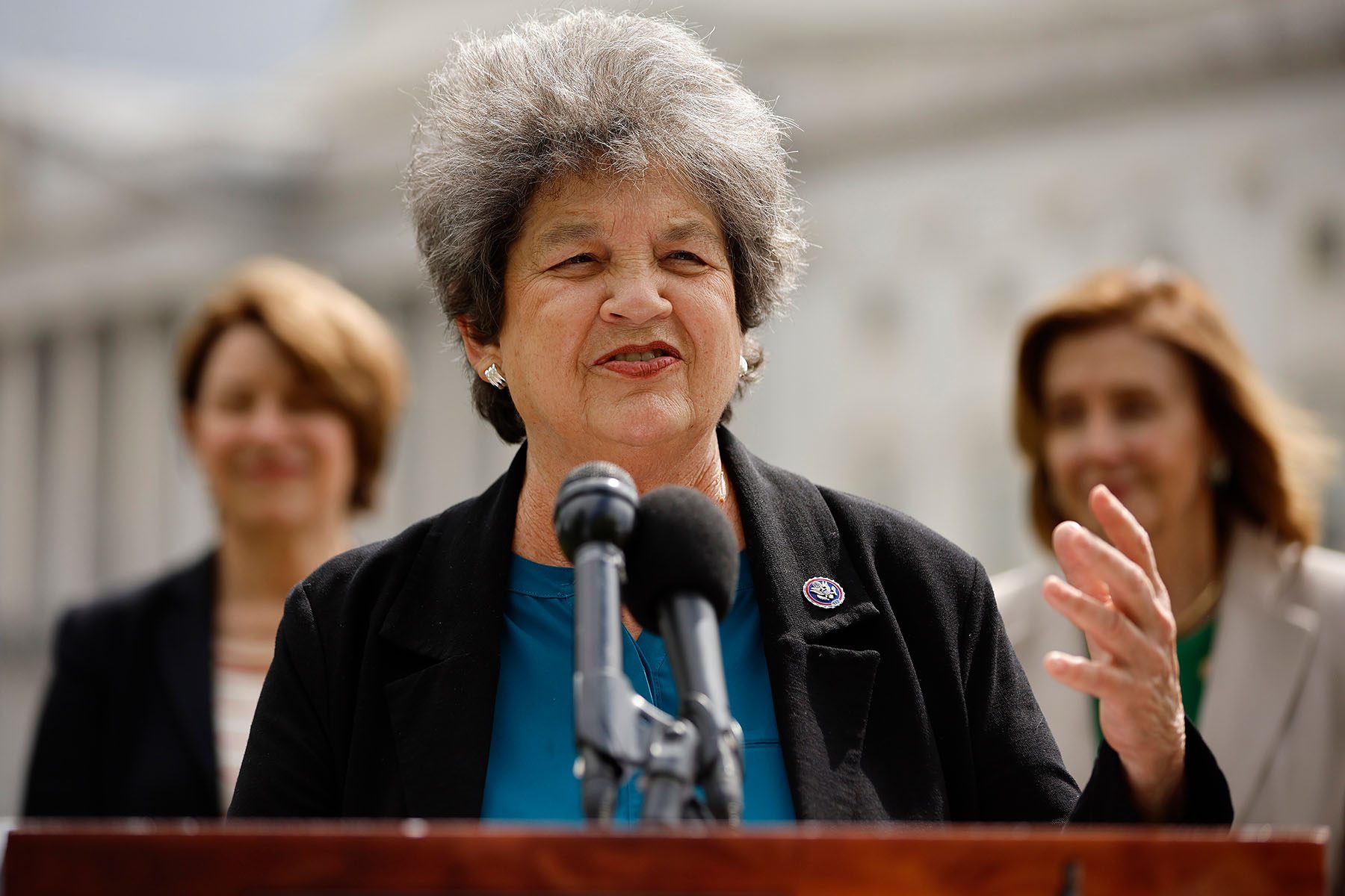 Lois Frankel speaks during a news conference in front of the U.S. Capitol.