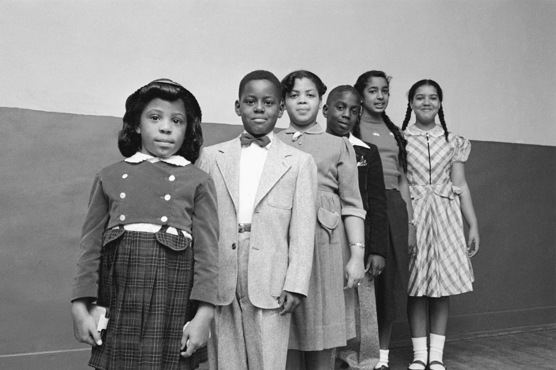 Portrait of the children involved in the landmark Civil Rights lawsuit 'Brown V. Board of Education'.