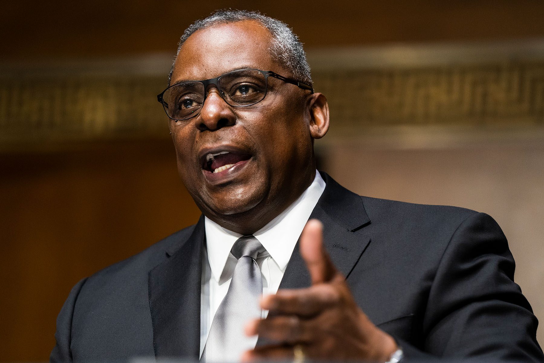 Lloyd Austin testifies before the Senate Armed Services Committee during his confirmation hearing.