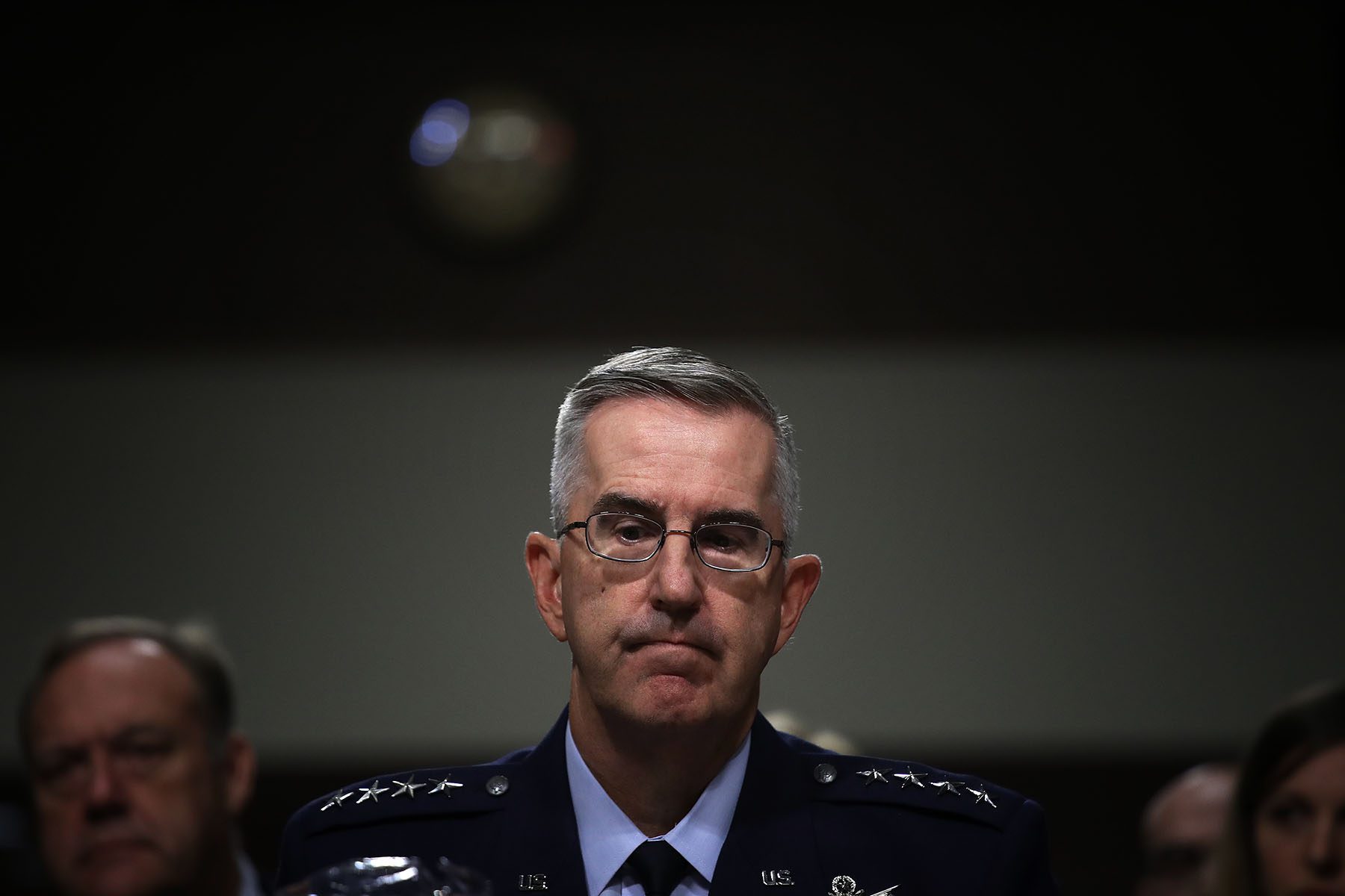 John E. Hyten testifies before the Senate Armed Services Committee on Capitol Hill.