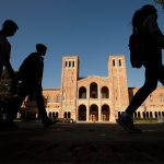 Students walk around the UCLA campus.