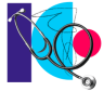 Collage of a black and white stethoscope with shapes and scribble lines in the background.