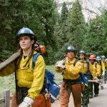 Guadalupe Ruiz, 25, leads an all-women wildland fire crew back to their training center in Yosemite National Park.
