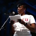 Crystal Mason speaks on stage at a Beto O'Rourke rally in Forth Worth, Texas in March 2022.