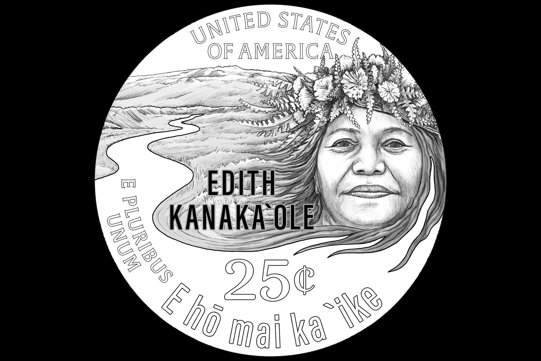 drawing of the edith kanakaole coin