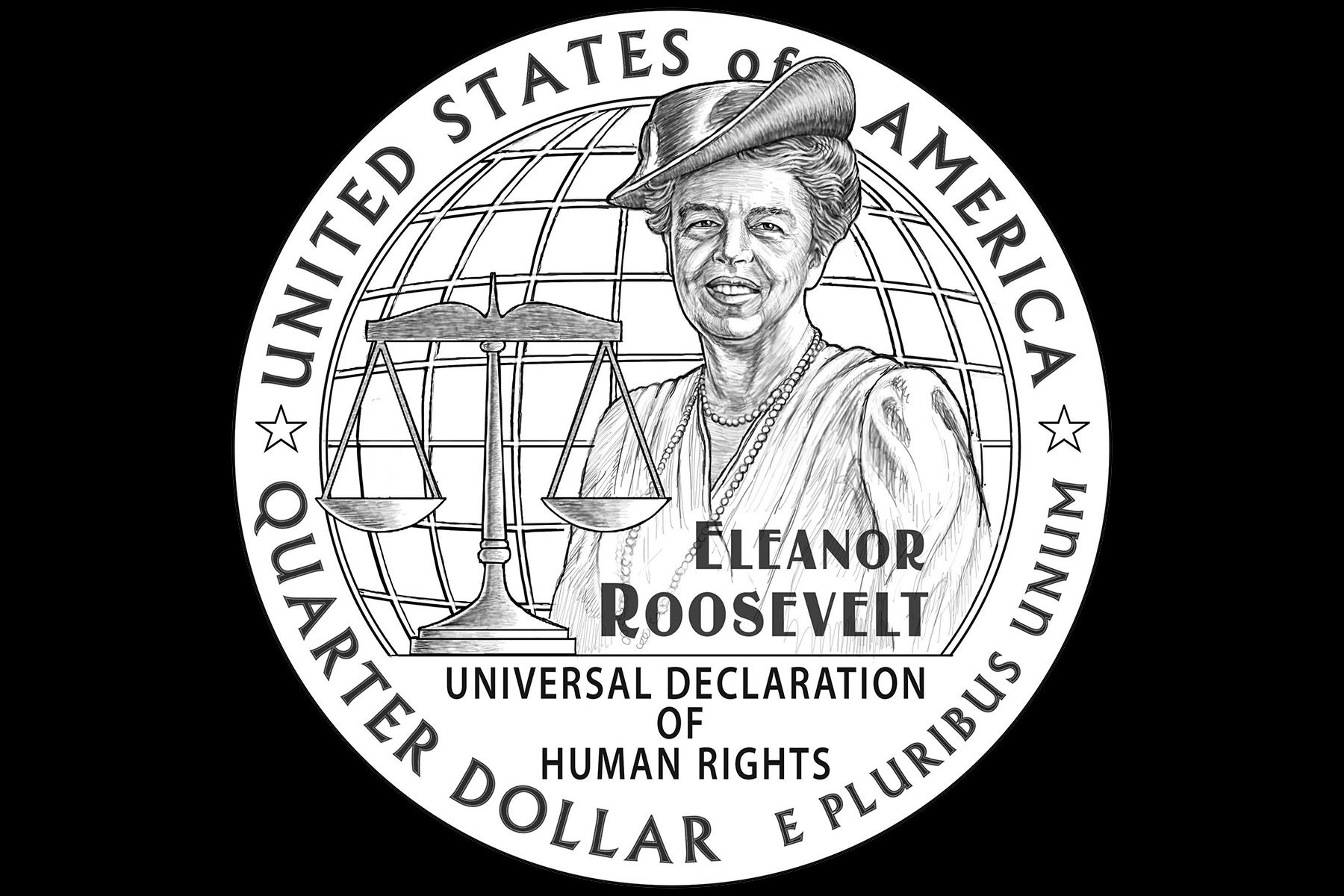 drawing of the eleanor roosevelt coin