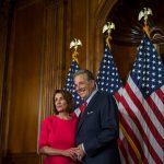 House Speaker Nancy Pelosi poses with her husband, Paul Pelosi, on Capitol Hill.