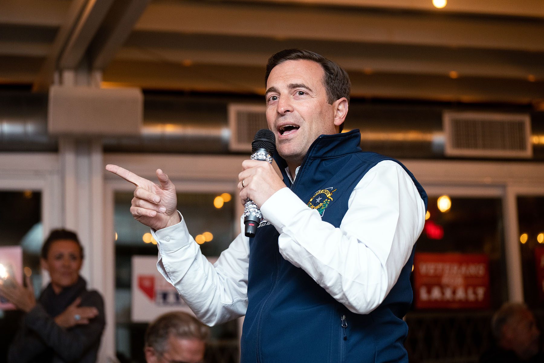 Adam Laxalt speaks during his campaign stop at Chilly Jillz restaurant.