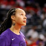 Brittney Griner looks up at the crowd before a game.