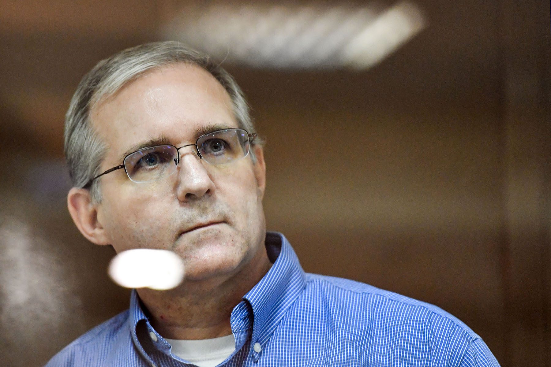 Paul Whelan is seen during a hearing at a court in Moscow.