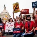 Gun control advocacy group Moms Demand Action rally with Democratic members of Congress.