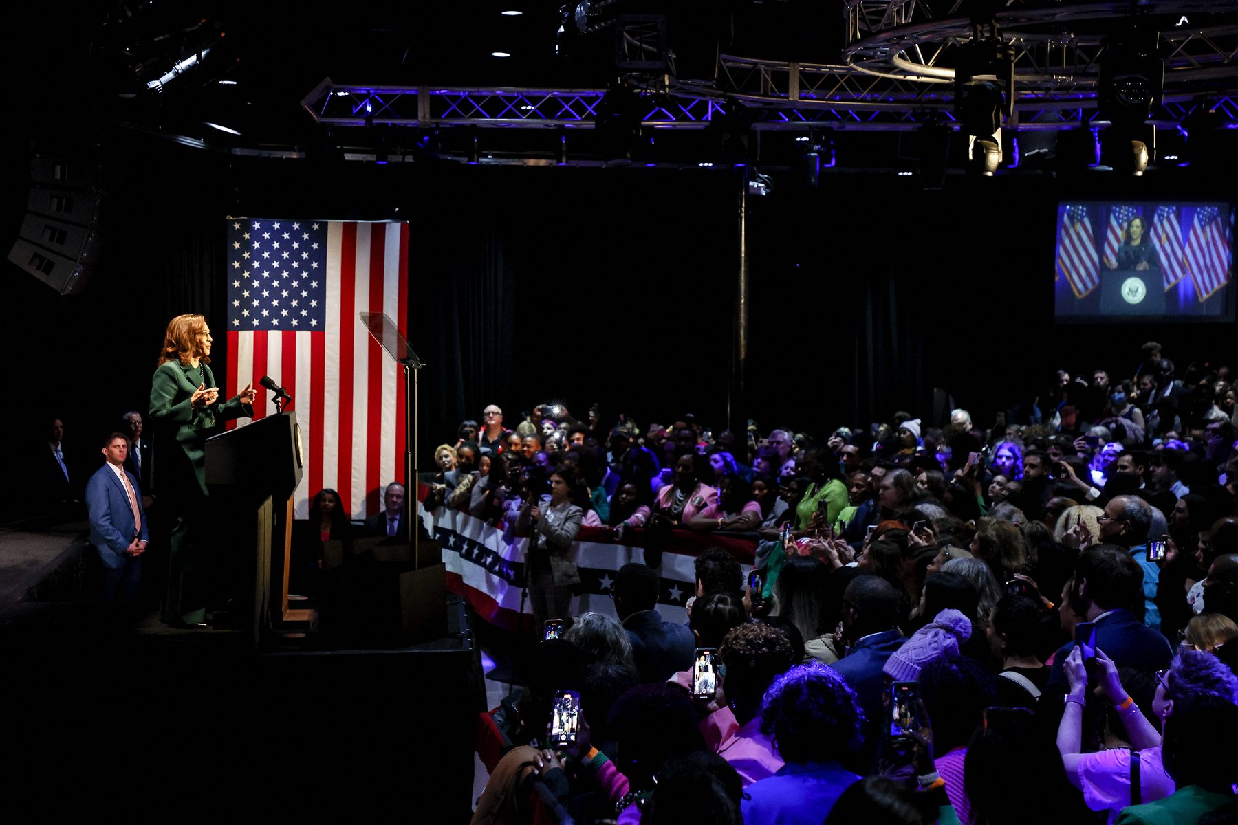 Vice President Kamala Harris speaks to a crowd.