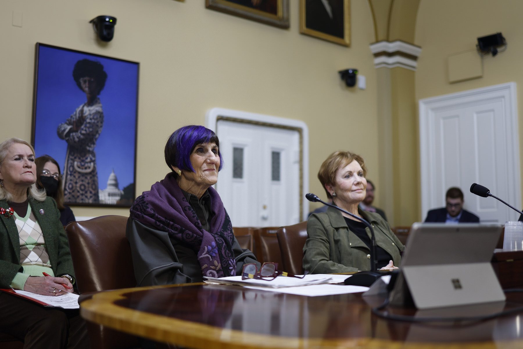 Rosa DeLauro and Kay Granger at a committee meeting