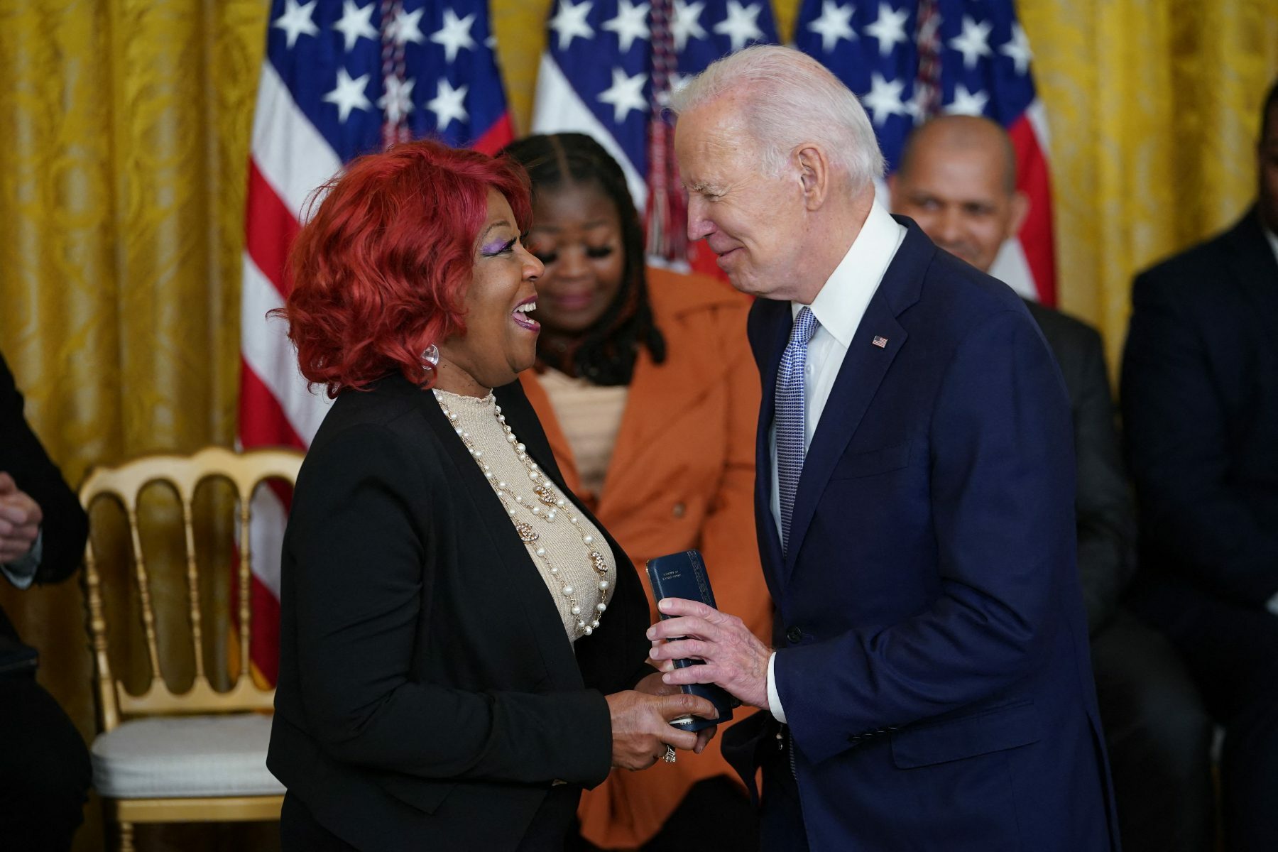 Ruby Freeman, election worker from Fulton County, Ga., receives the President Citizens Medal from President Joe Biden for her work upholding the 2020 presidential election
