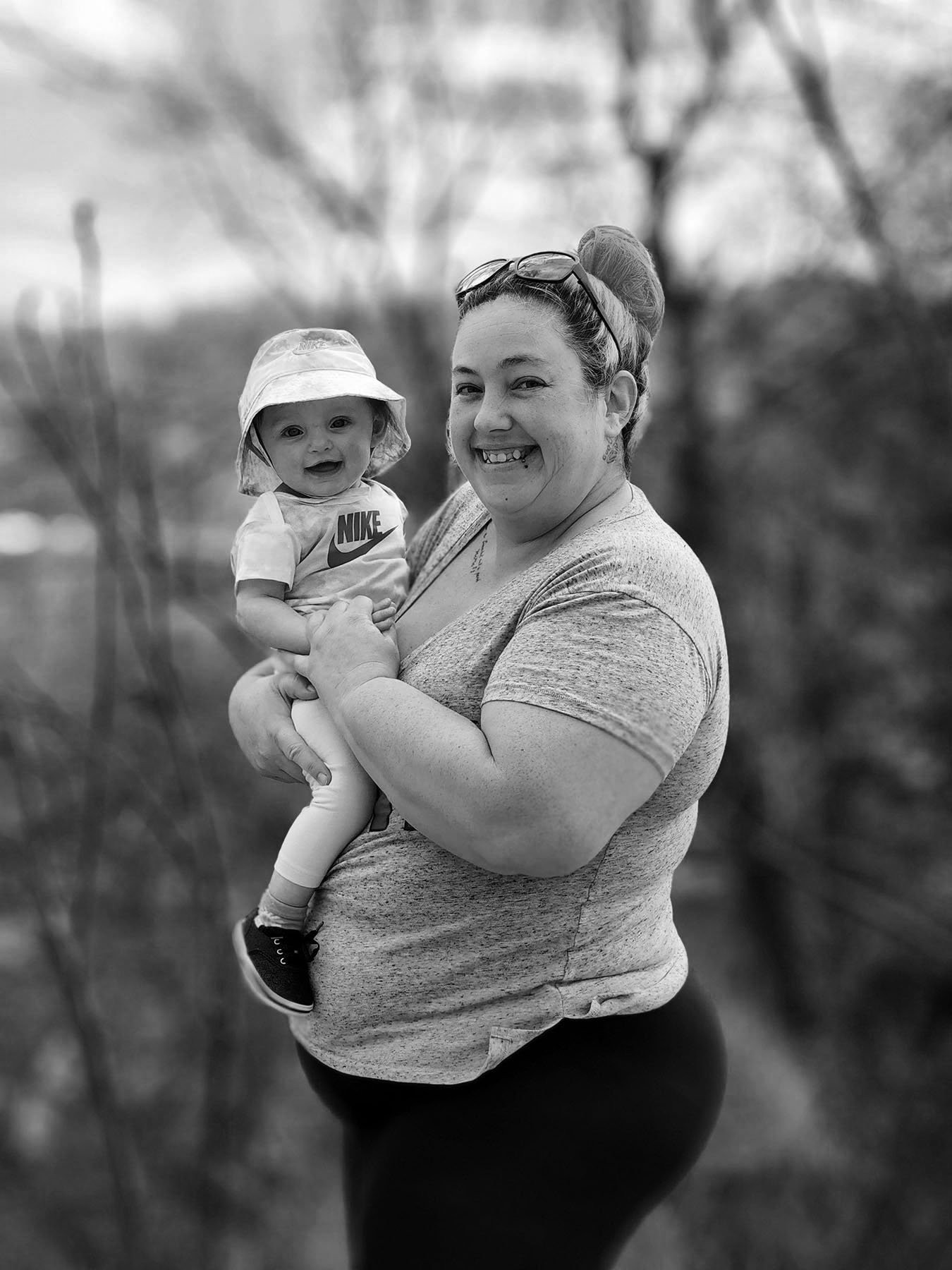 Portrait of Breanna Dietrich with her baby