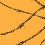 illustration of barbed wires crossing on an orange background