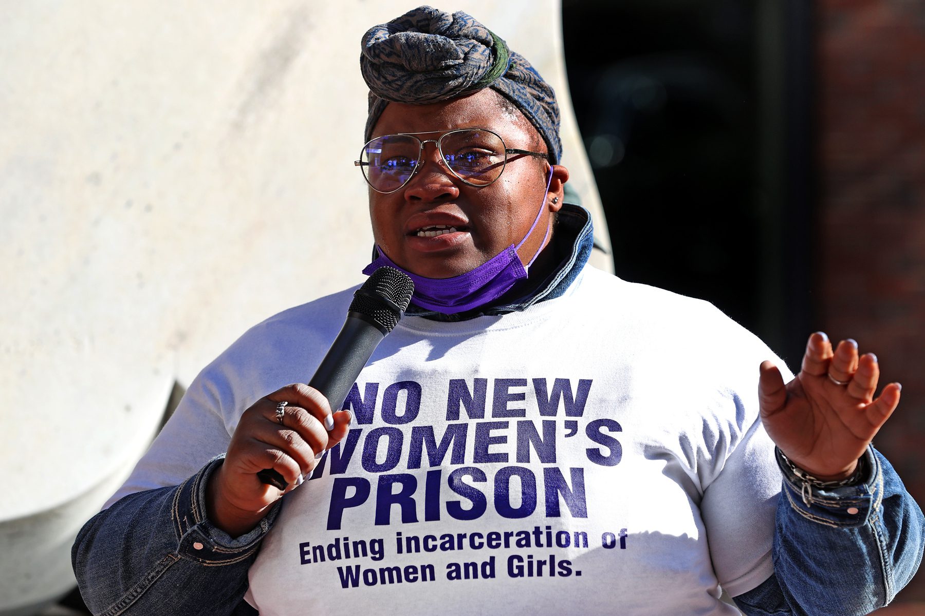 Shanita Jefferson speaks to a crowd at Families for Justice as Healing rally