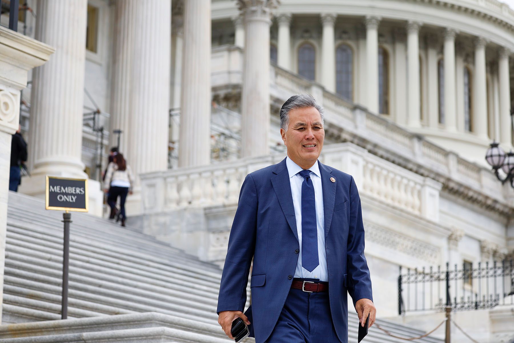 Rep. Mark Takano leaves the Capitol Building.